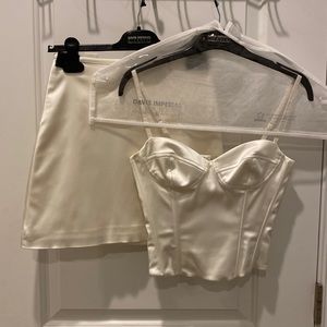 Aritzia Wilfred Cream satin set